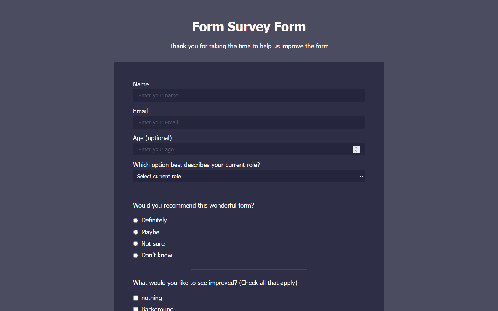 One of the best survey form in the world, handmade.